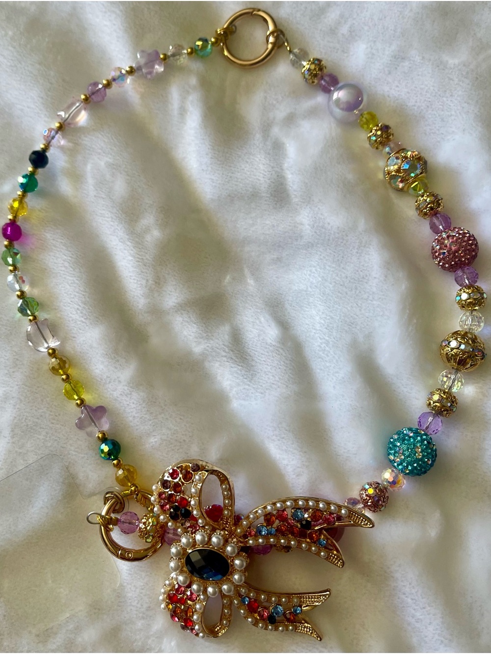 Multicolor Crystal Bow Pendant Purse Charm - Women Jewelry